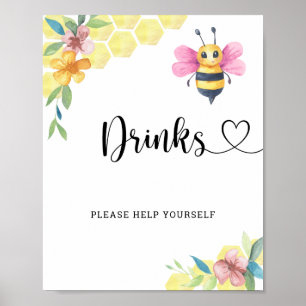 Bienengirl Baby Shower - Getränke bedienen Sie sic Poster