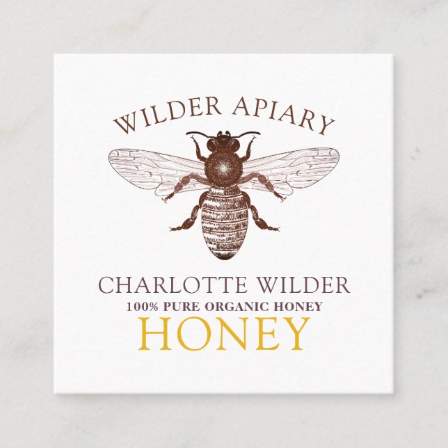 Bienenhalter Bienenzucht Apiary Honey Square Busin Quadratische Visitenkarte (Vorderseite)