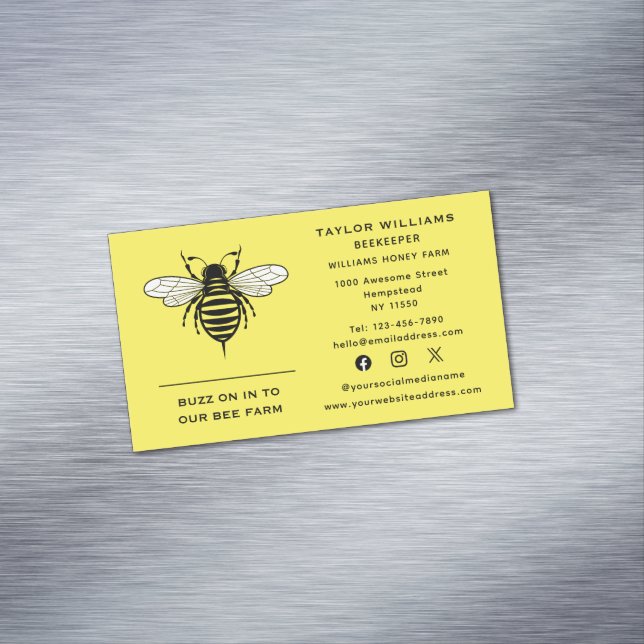 Bienenhalter Honey Beekeeper Beekeeper Social Medi Magnetische Visitenkarte (Beispiel)