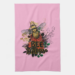 Bienenhappy Colorful Biene und Blume Geschirrtuch