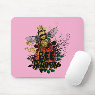 Bienenhappy Colorful Biene und Blume Mousepad