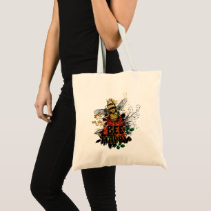 Bienenhappy Colorful Biene und Blume Tragetasche