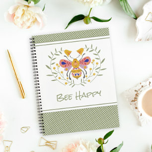 Bienenhappy Folk Art Bumble Bee Notebook Notizbuch