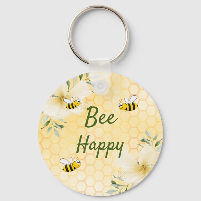 Bienenhappy Hummeln, gelbe Wabenrübe niedlich Schlüsselanhänger (Vorderseite)