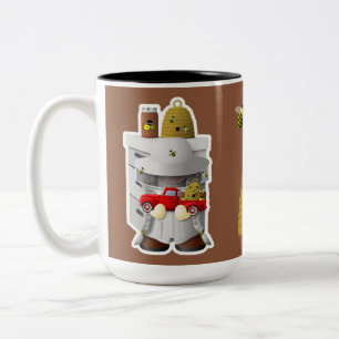 Bienenhirtengärtnerin mit Kleinem roten LKW Zweifarbige Tasse