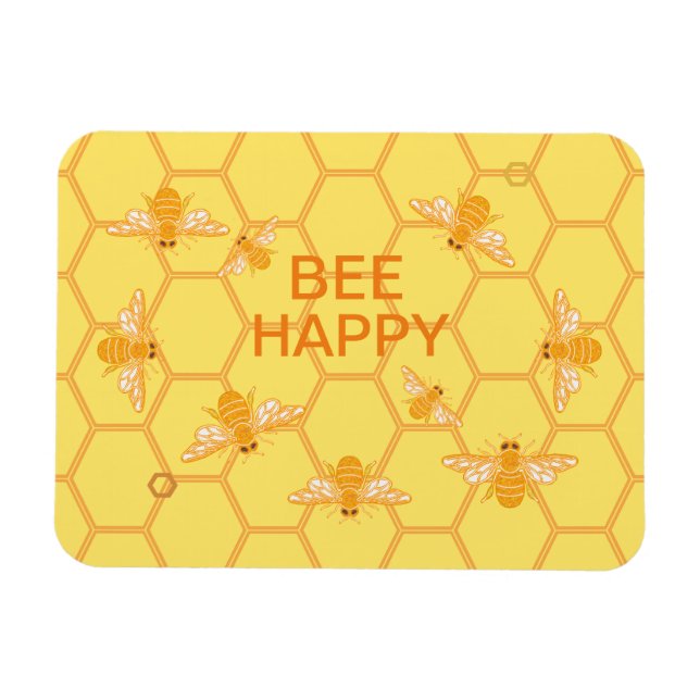Bienenhonig-Bienen auf gelben Waben Magnet (Horizontal)