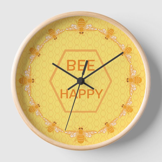 Bienenhonig-Bienen auf gelben Waben Uhr (Vorderseite)