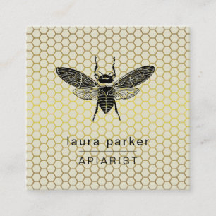 Bienenhonig-Verkäufer Apiarist Limon Yellow Hexag Quadratische Visitenkarte