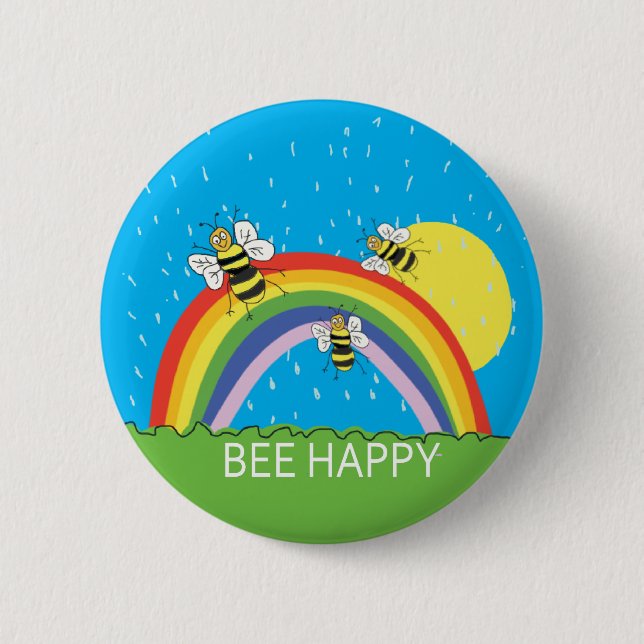 Bienenhunger Sommer Regenbogensonne Honig Button (Vorderseite)