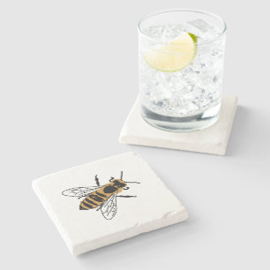 Bienenillustration Malen von Steinen Untersetzer