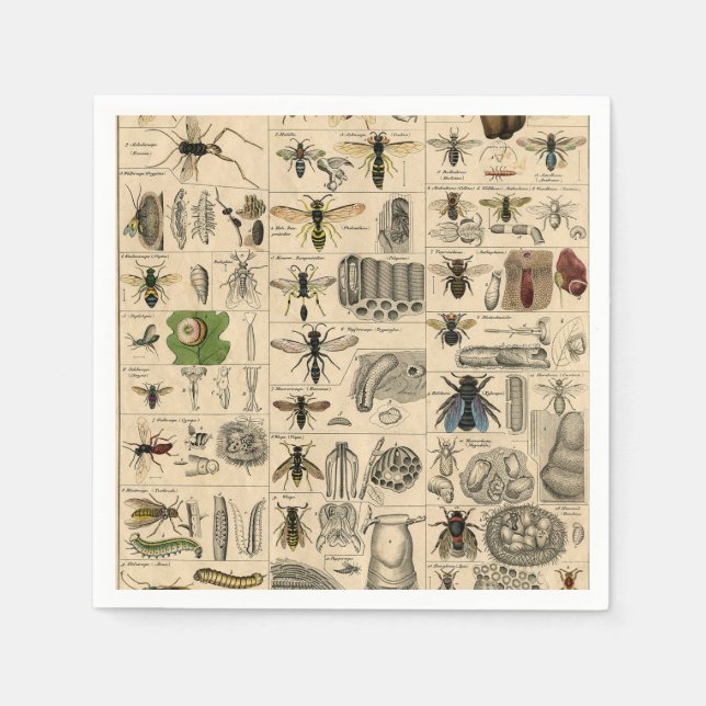 Bieneninsekt-Bug Wasp Naturbienen Malerei Serviette (Vorderseite)