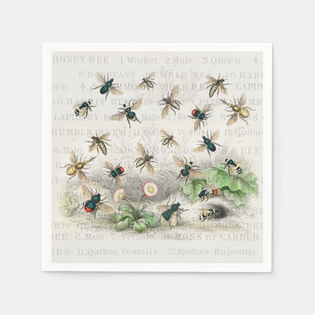 Bienenkleiferin Königin Bienen Antike Serviette (Vorderseite)