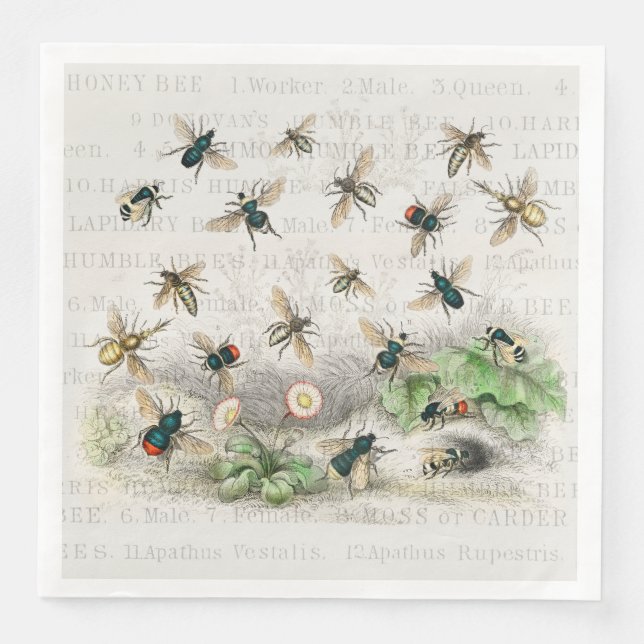 Bienenkleiferin Königin Bienen Antike Serviette (Vorderseite)