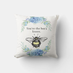 Bienenknochen   Blue Hydrangeas 16"x16" Mode Kissen