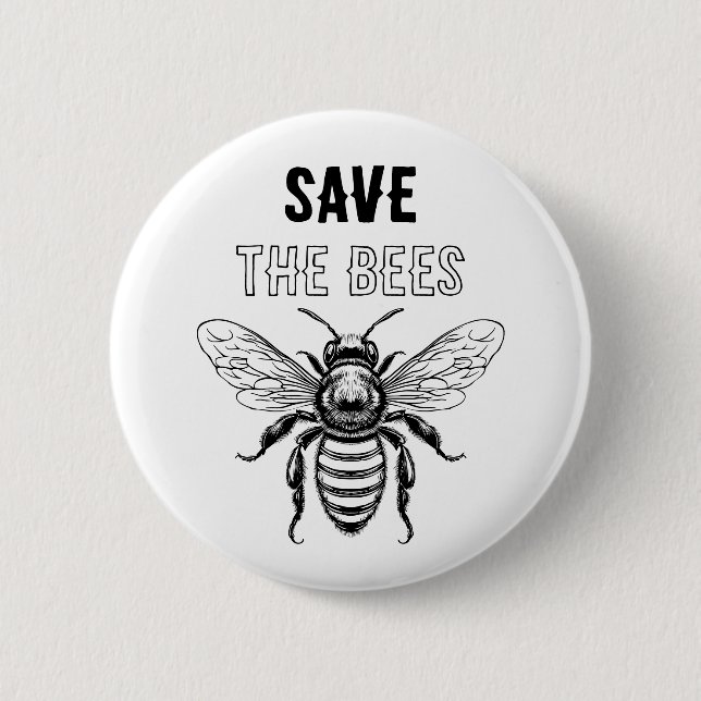 Bienenknopf mit Honigbiene gerettet Button (Vorderseite)