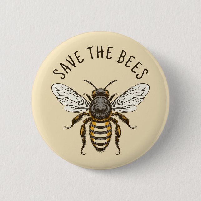 Bienenknopf mit Honigbiene gerettet Button (Vorderseite)