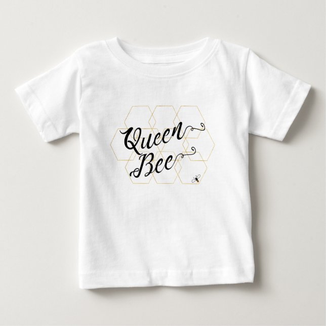 "Bienenkönigin-" Gold Hexies u. Biene Baby T-shirt (Vorderseite)