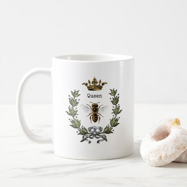 Bienenkönigin-Krone und Kranz Kaffeetasse (Mit Donut)