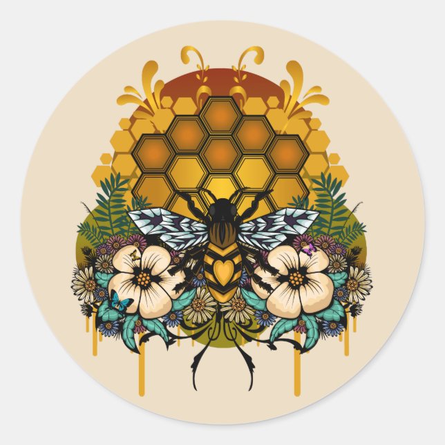 Bienenkönigin Runder Aufkleber (Vorderseite)
