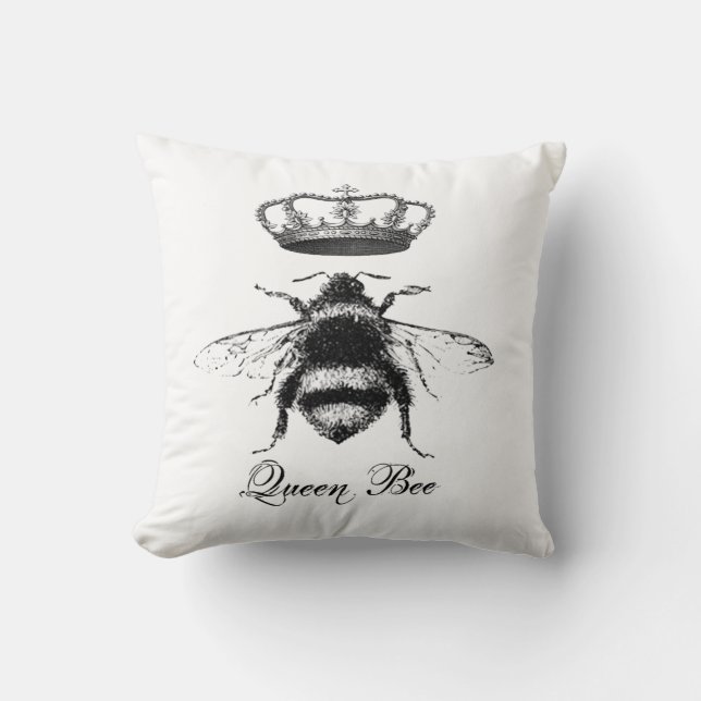 Bienenkönigin, schwarz-weiß kissen (Vorderseite)