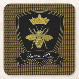 Bienenkönigin-Tweed Ihr Text Rechteckiger Pappuntersetzer