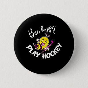 Bienenkopfgeschenk Bee Happy Play Hockey Button