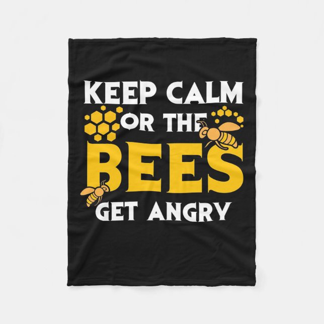 Bienenkopfgeschenk | Behalt ruhig oder die Bienen  Fleecedecke (Vorderseite)