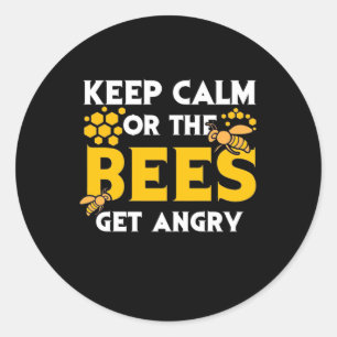 Bienenkopfgeschenk Behalt ruhig oder die Bienen Runder Aufkleber