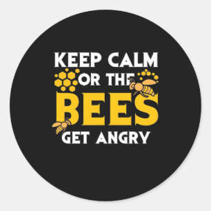 Bienenkopfgeschenk   Behalt ruhig oder die Bienen  Runder Aufkleber