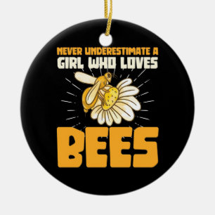 Bienenkopfgeschenk   Ein Mädchen, das Bienen Lieb Keramik Ornament