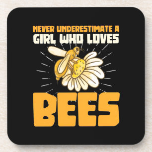 Bienenkopfgeschenk Ein Mädchen, das Bienen Liebe Getränkeuntersetzer