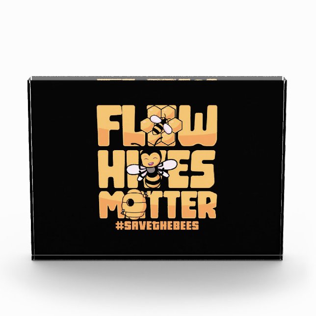 Bienenkopfgeschenk | Flow Hives Matter Bees Fotoblock (Vorderseite)
