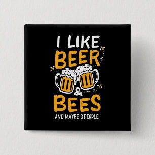 Bienenkopfgeschenk Ich mag Bier und Bienen Button