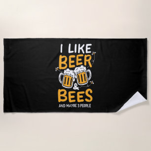 Bienenkopfgeschenk   Ich mag Bier und Bienen Strandtuch