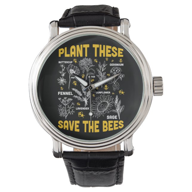 Bienenkopfgeschenk | Pflanze Diese Rettete die Bie Armbanduhr (Vorderseite)