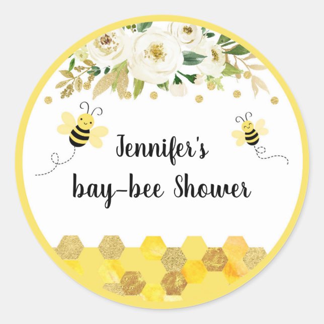 Bienenkorb-Gender-Neutral-Baby-Dusche Runder Aufkleber (Vorderseite)