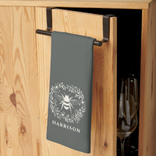 Bienenkranz Familienmonogramm Name Geschirrtuch