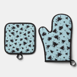 Bienenküche Set: Oven Mitt & Pot Holder Geschenk Ofenhandschuh & Topflappen-Set