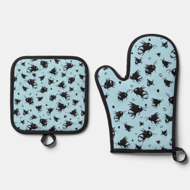 Bienenküche Set: Oven Mitt & Pot Holder Geschenk Ofenhandschuh & Topflappen-Set (Vorderseite)