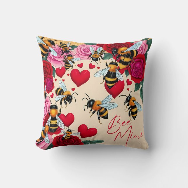 Bienenkultur - Romantisches Blumendesign Kissen (Vorderseite)