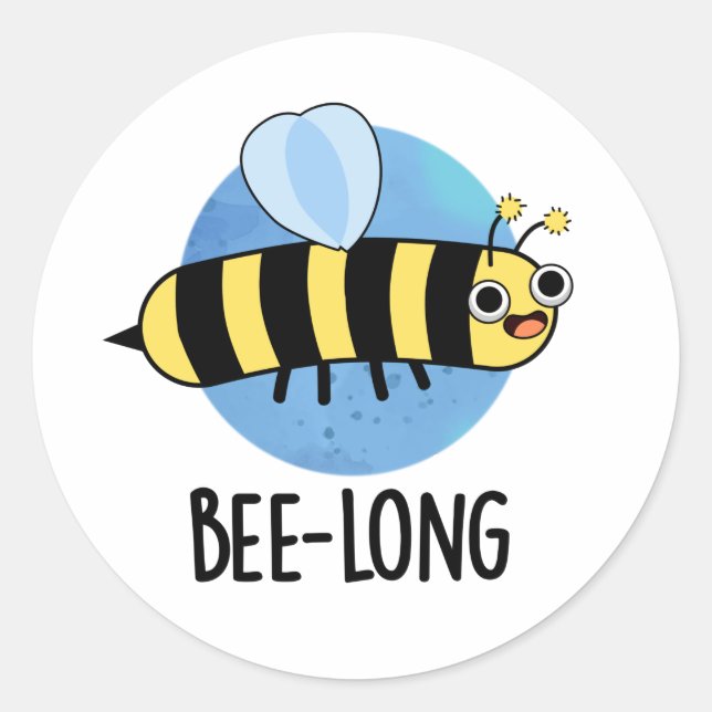 Bienenlange Funny Long Insect Pun Runder Aufkleber (Vorderseite)