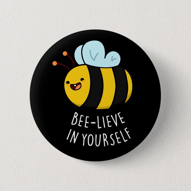 Bienenleben in Ihrer selbst Funny Bee Pun Dark BG Button (Vorderseite)