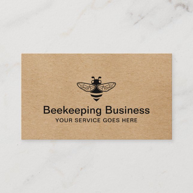 Bienenlogo Bienenzucht Honey Apiary Rustic Kraft Visitenkarte (Vorderseite)