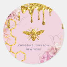 Bienenlogo und rosa Hydrangea klassischer Rundaufk