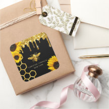 Bienenlogo und Sonnenblumen