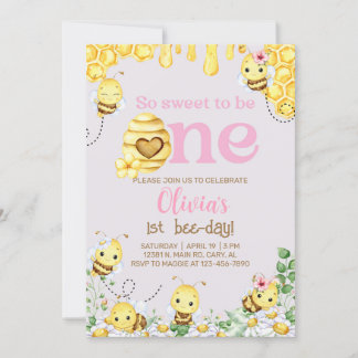 Bienenmädchen 1. Geburtstag einladen, Hummeln, Hon Einladung