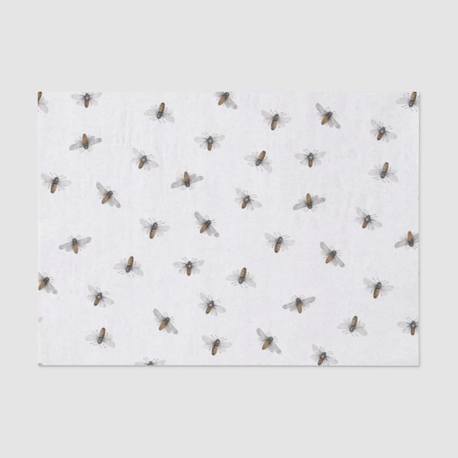 Bienenmuster auf Elfenbein Seidenpapier (Vorderseite)