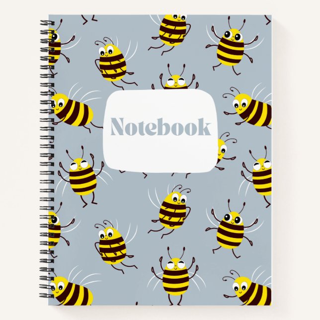 Bienenmuster-Spiralheft Notizbuch (Vorderseite)
