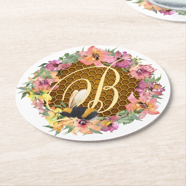 Bienenpapier-Untersetzer Runder Pappuntersetzer (Angewinkelt)