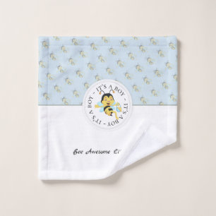 BienenPhantastisch-Baby-Boy Personalisiertes Mono Badhandtuch Set